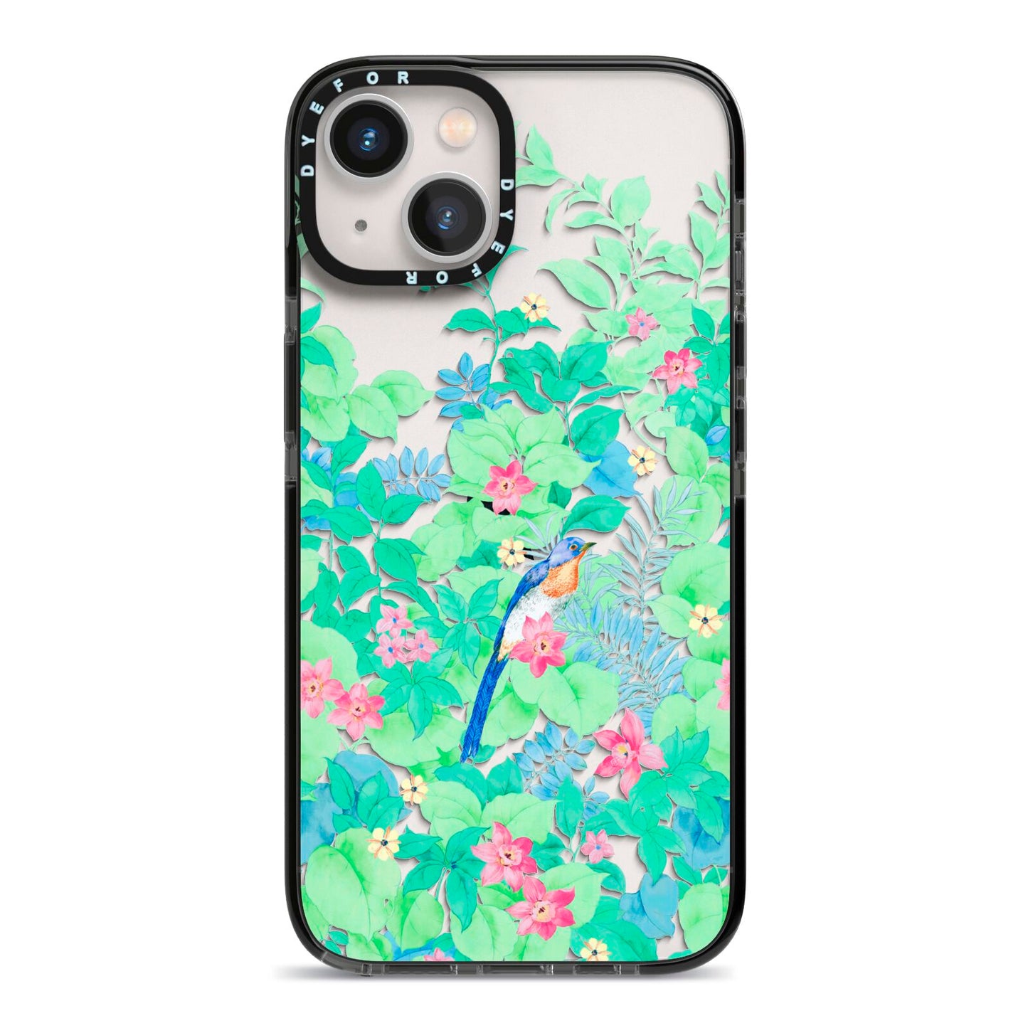 Watercolour Floral iPhone 13 Black Impact Case on Silver phone