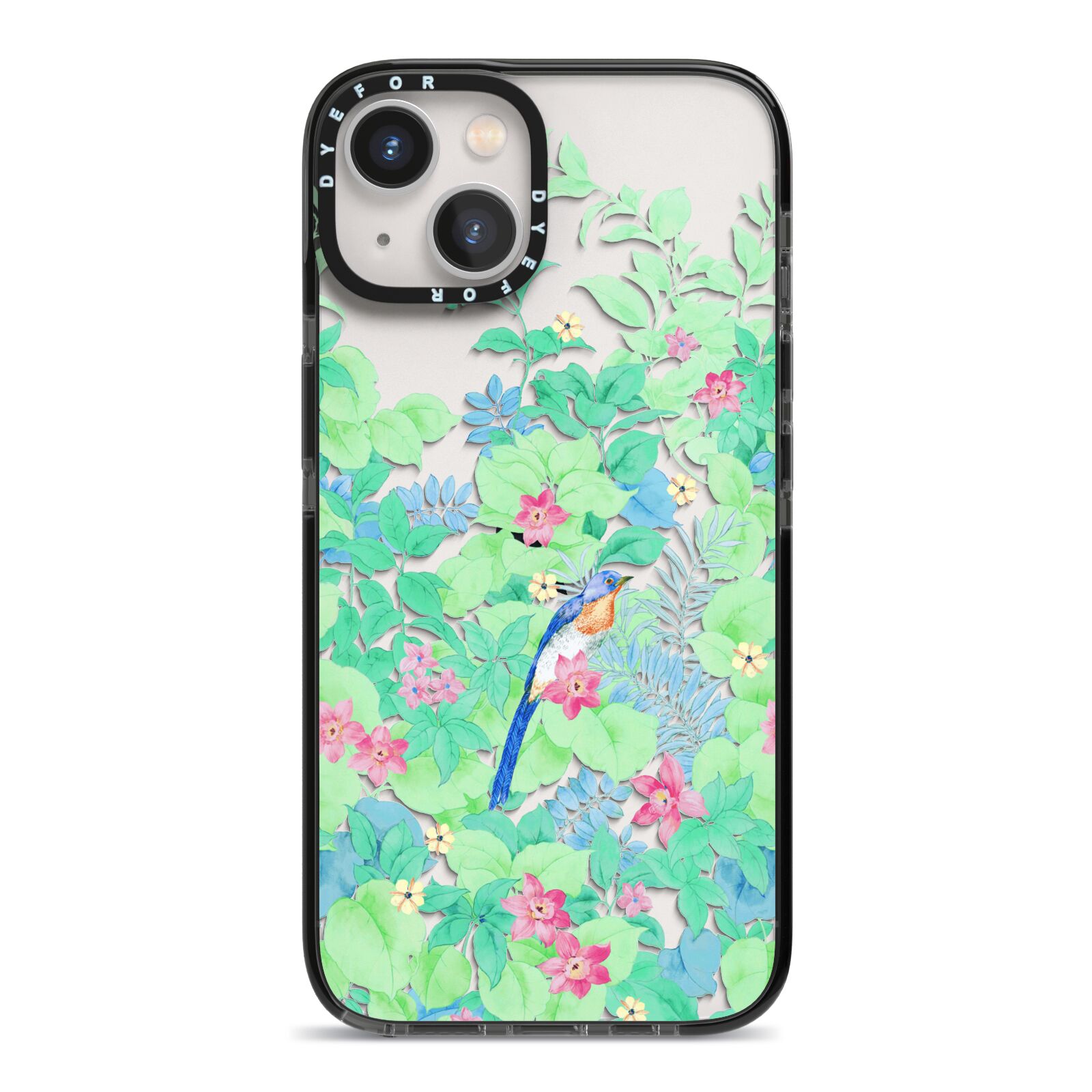 Watercolour Floral iPhone 13 Black Impact Case on Silver phone