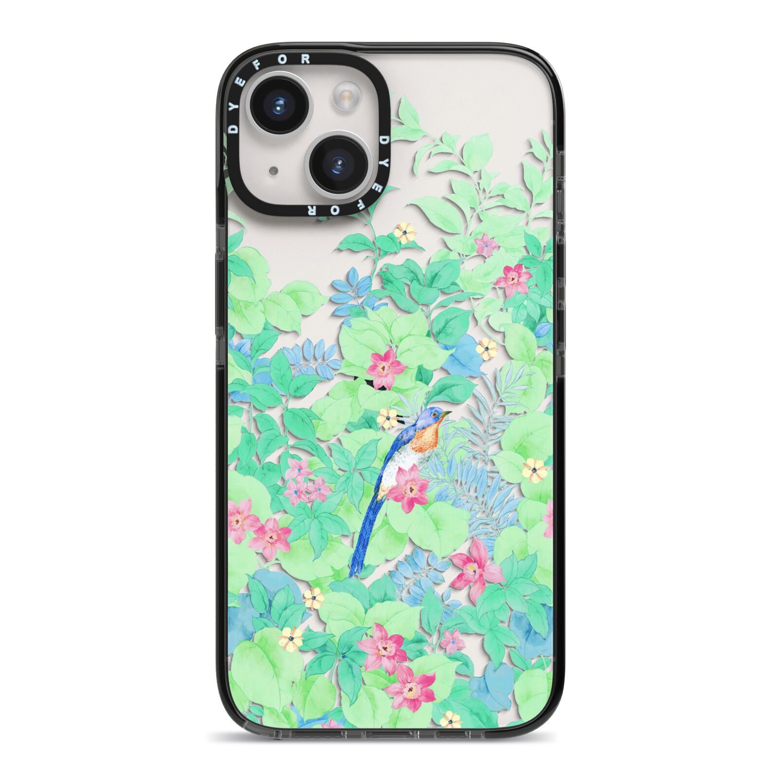 Watercolour Floral iPhone 14 Black Impact Case on Silver phone