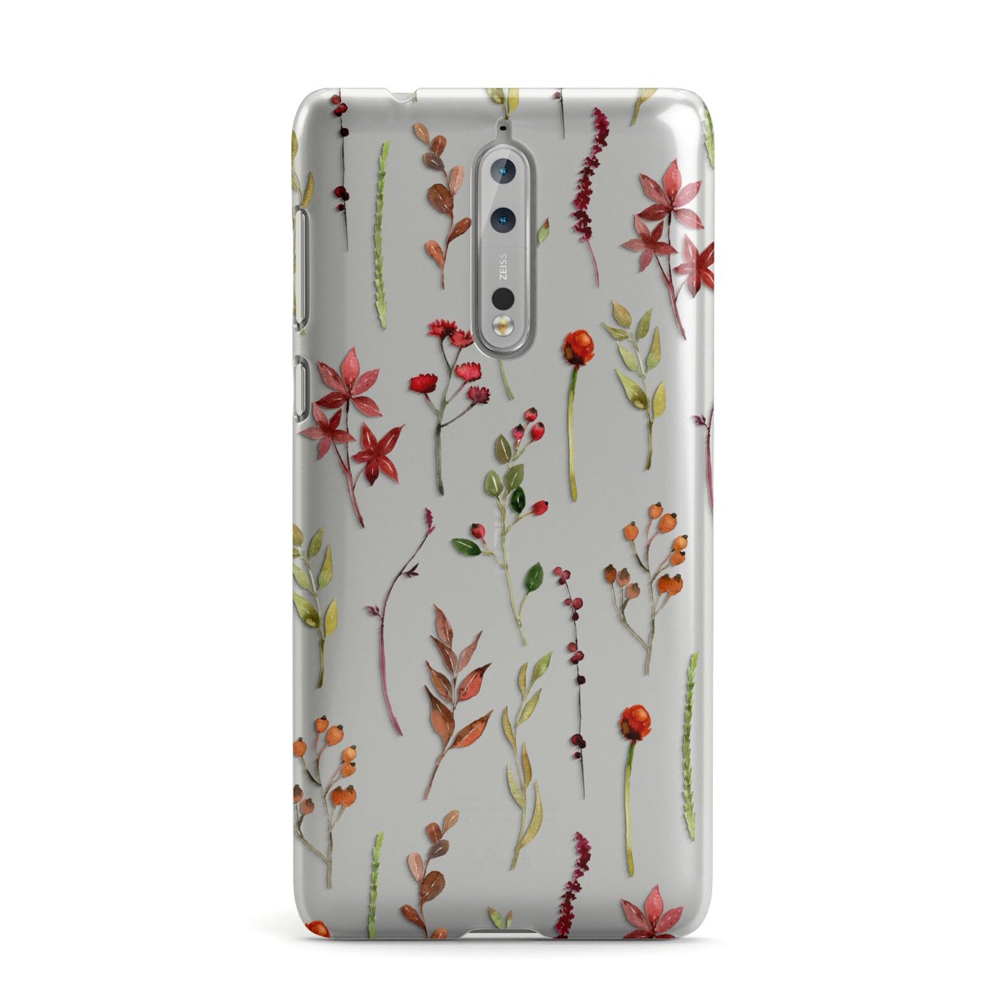 Clear Watercolour Flowers and Foliage Nokia Case