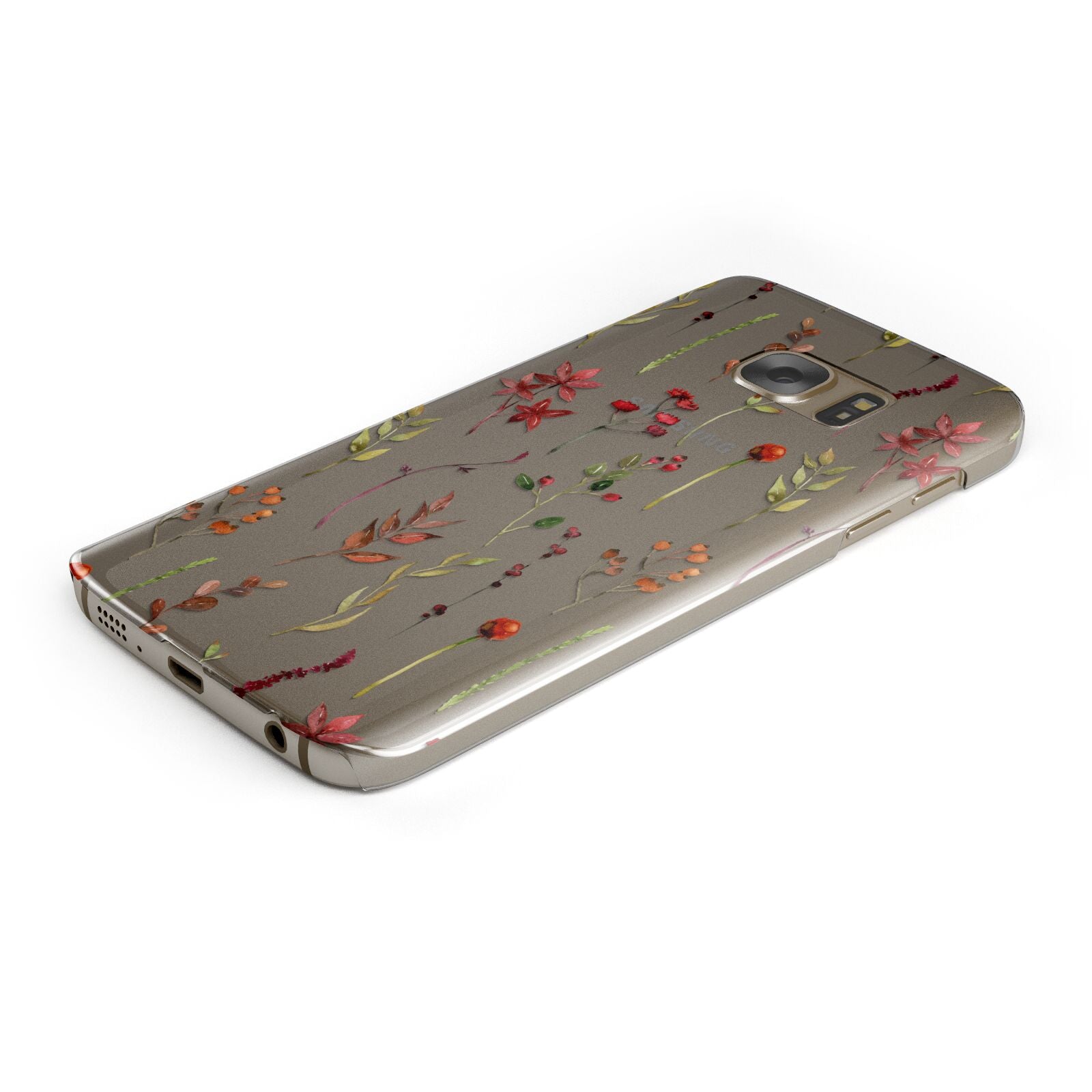 Watercolour Flowers and Foliage Protective Samsung Galaxy Case Angled Image