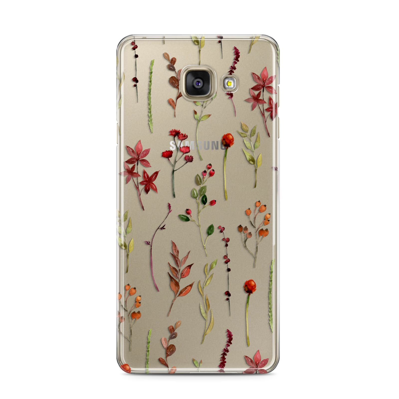 Watercolour Flowers and Foliage Samsung Galaxy A3 2016 Case on gold phone