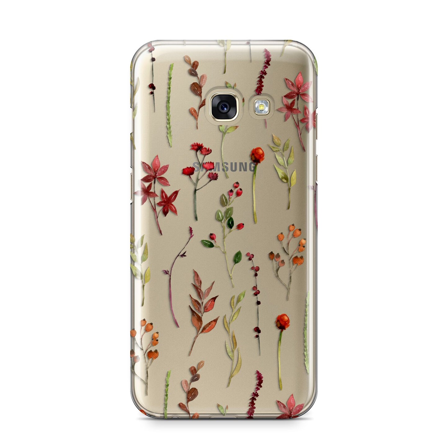 Watercolour Flowers and Foliage Samsung Galaxy A3 2017 Case on gold phone