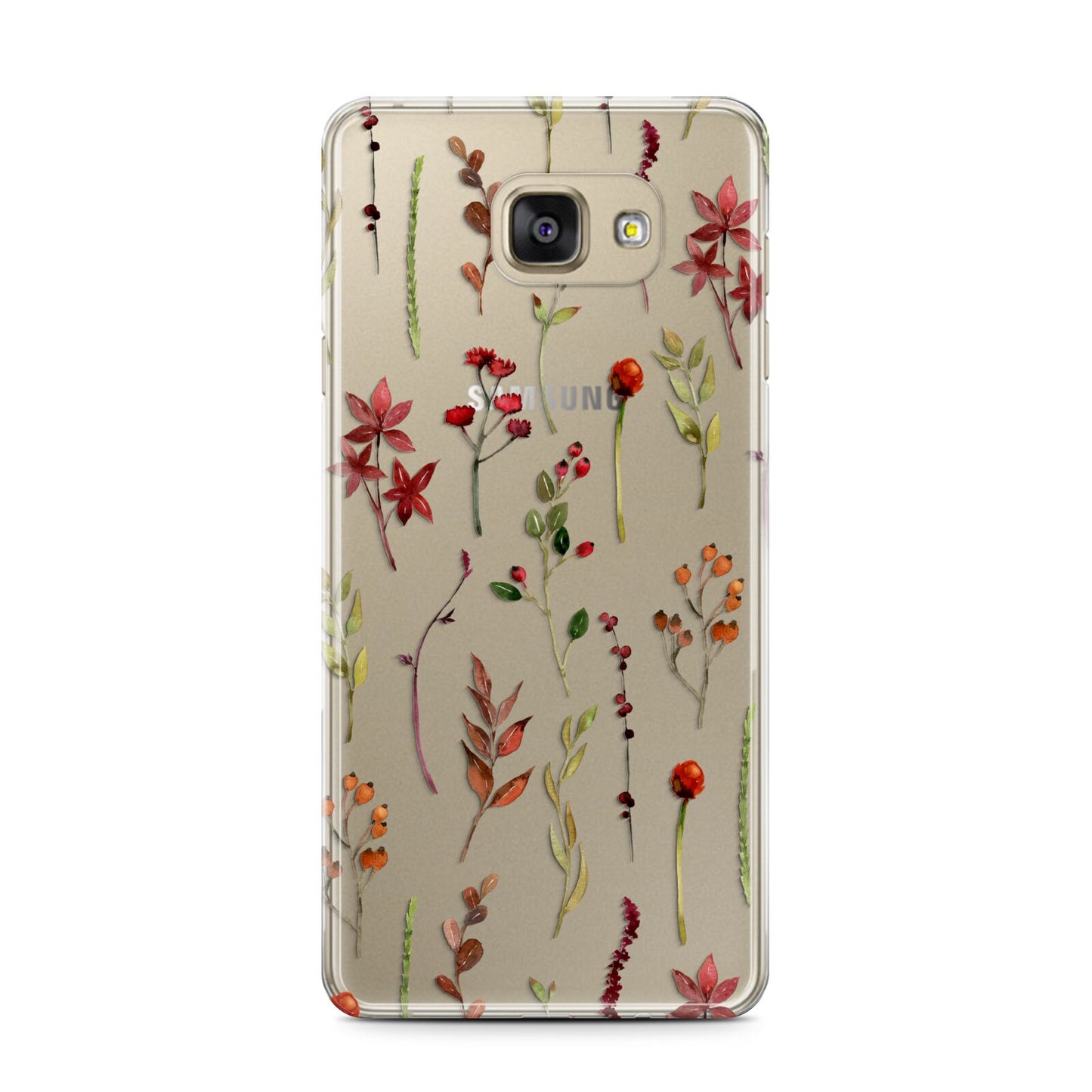 Watercolour Flowers and Foliage Samsung Galaxy A7 2016 Case on gold phone