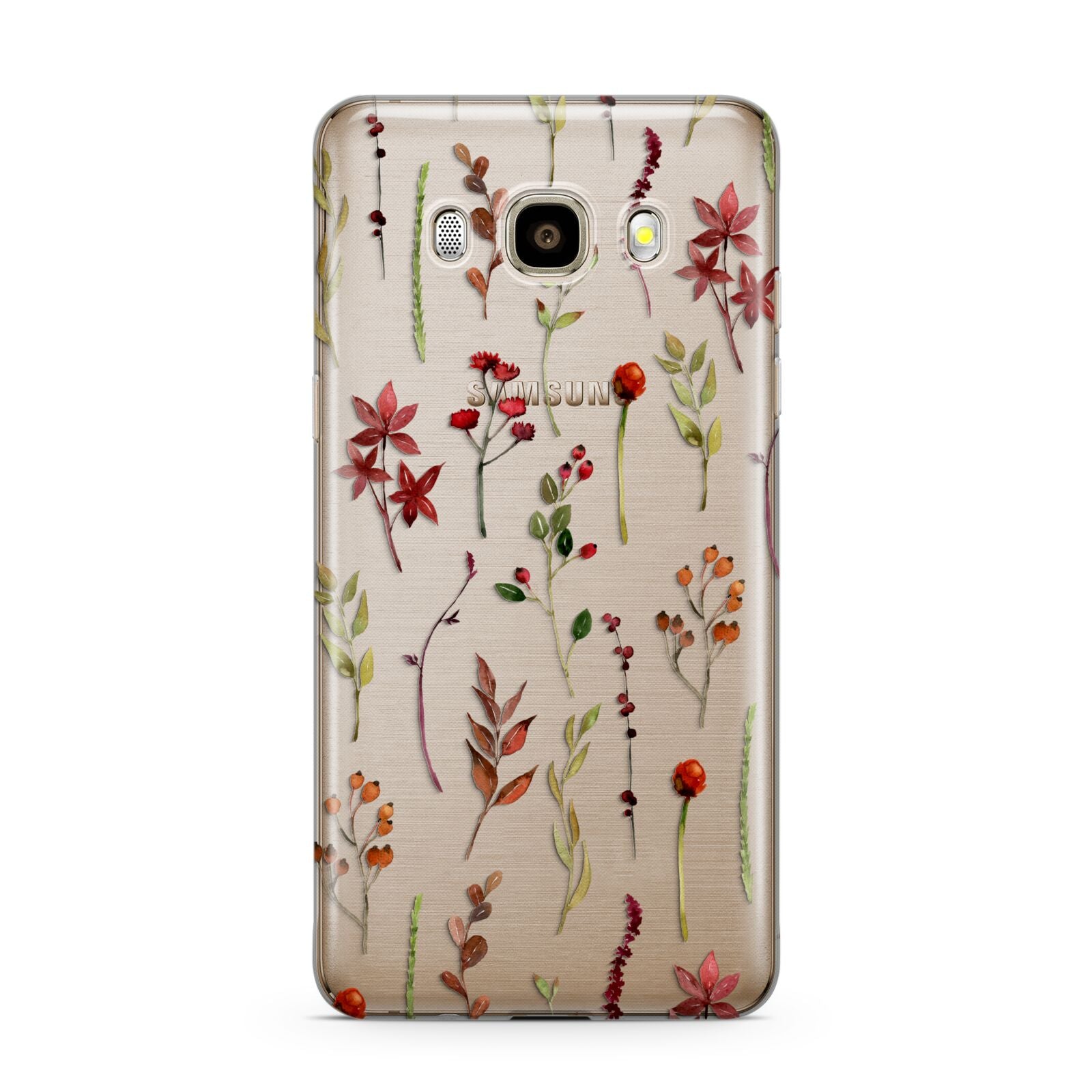 Watercolour Flowers and Foliage Samsung Galaxy J7 2016 Case on gold phone