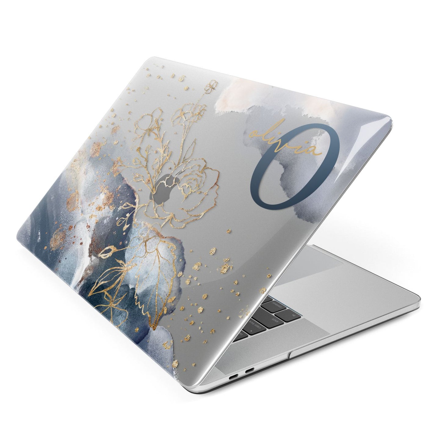 Watercolour Monogram Apple MacBook Case Side View