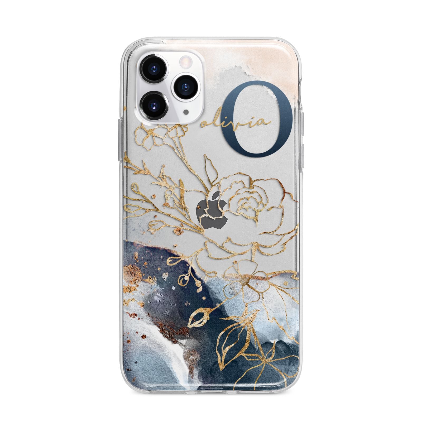 Watercolour Monogram Apple iPhone 11 Pro Max in Silver with Bumper Case