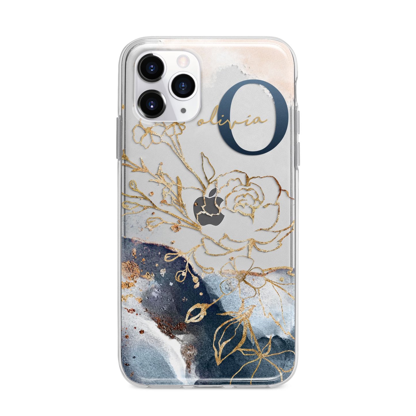 Watercolour Monogram Apple iPhone 11 Pro in Silver with Bumper Case