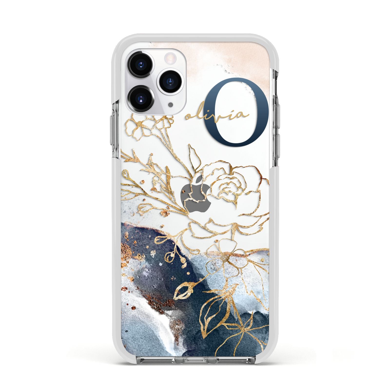 Watercolour Monogram Apple iPhone 11 Pro in Silver with White Impact Case