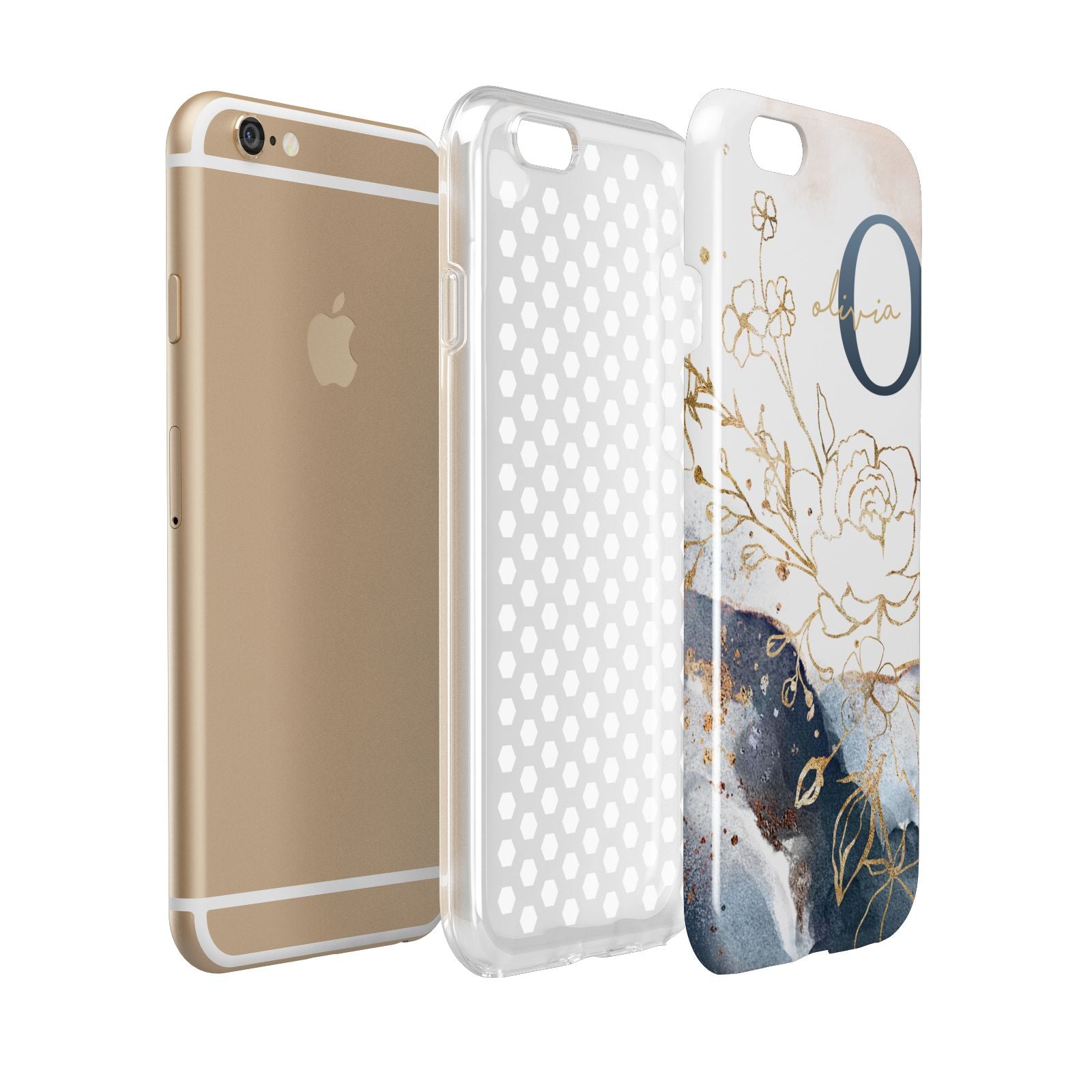 Watercolour Monogram Apple iPhone 6 3D Tough Case Expanded view