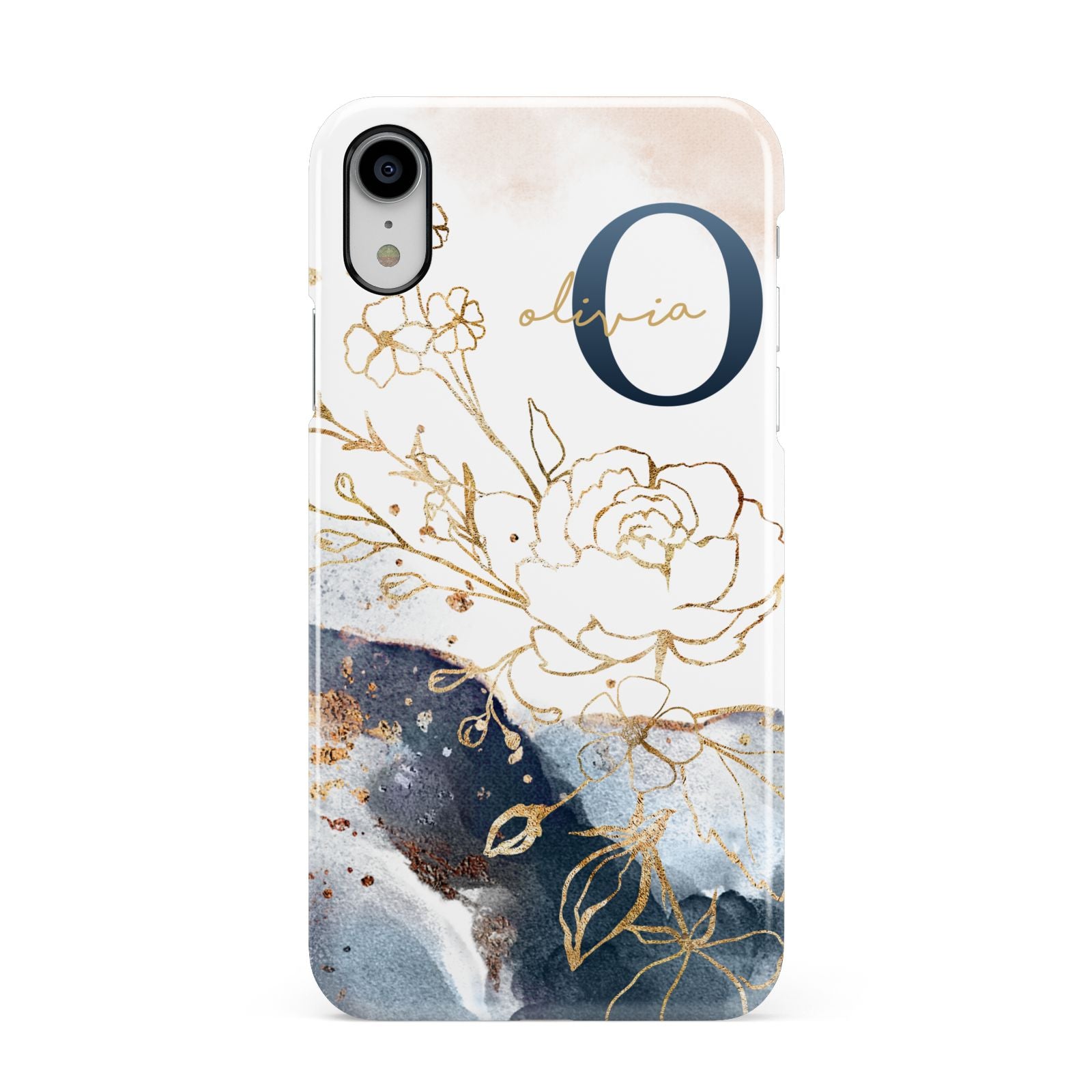 Watercolour Monogram Apple iPhone XR White 3D Snap Case