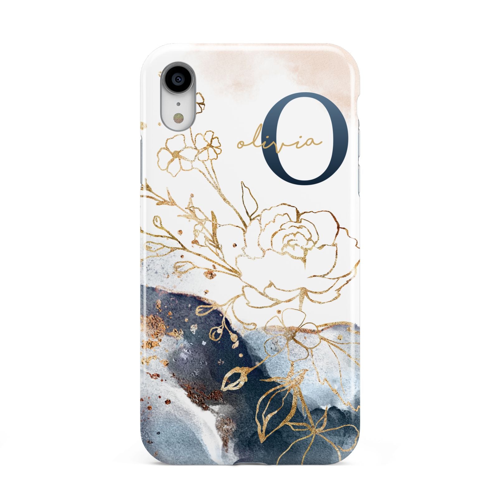 Watercolour Monogram Apple iPhone XR White 3D Tough Case