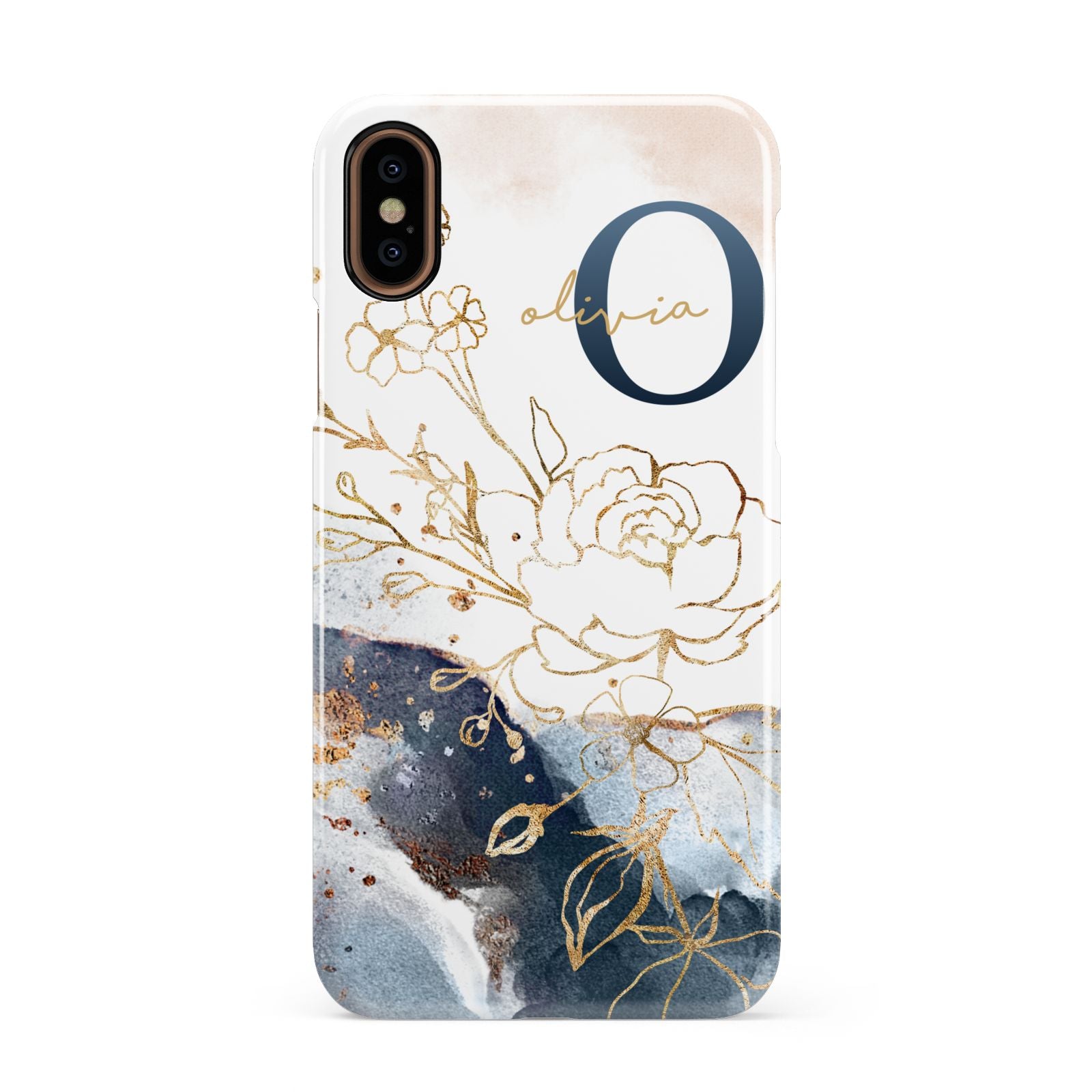 Watercolour Monogram Apple iPhone XS 3D Snap Case