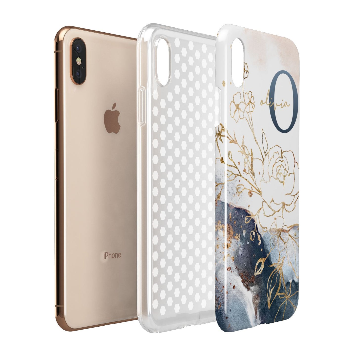 Watercolour Monogram Apple iPhone Xs Max 3D Tough Case Expanded View