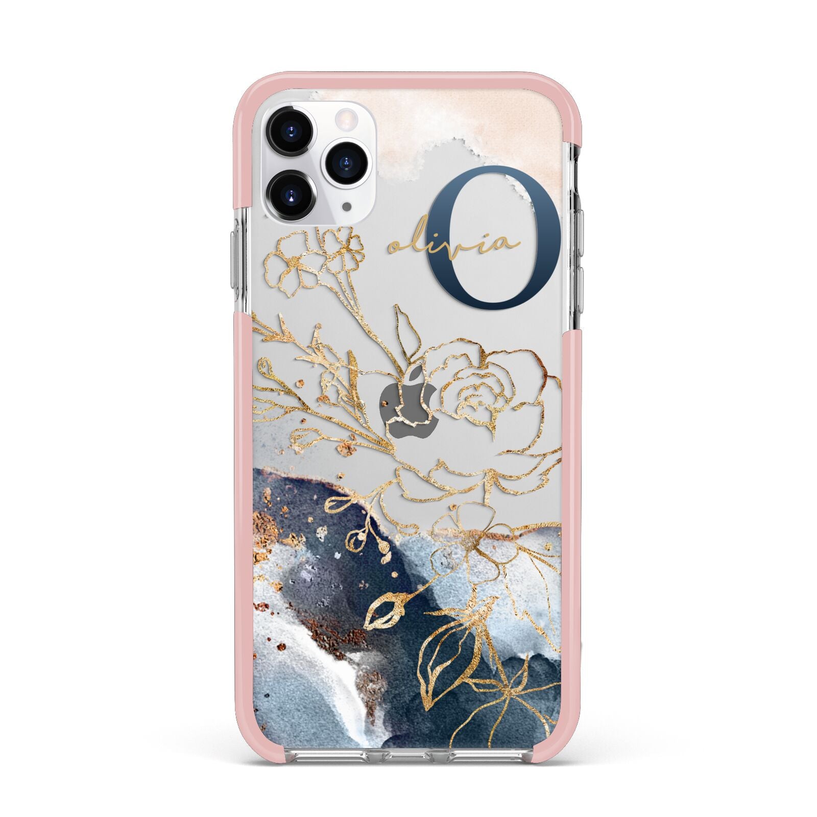 Watercolour Monogram iPhone 11 Pro Max Impact Pink Edge Case