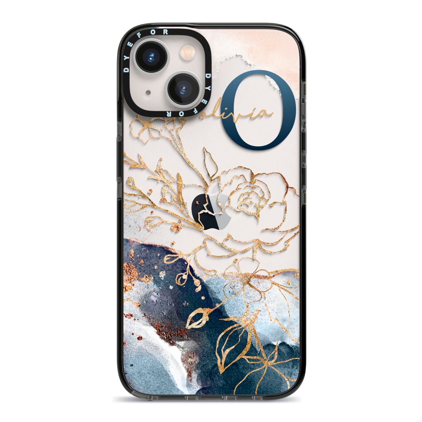 Watercolour Monogram iPhone 13 Black Impact Case on Silver phone