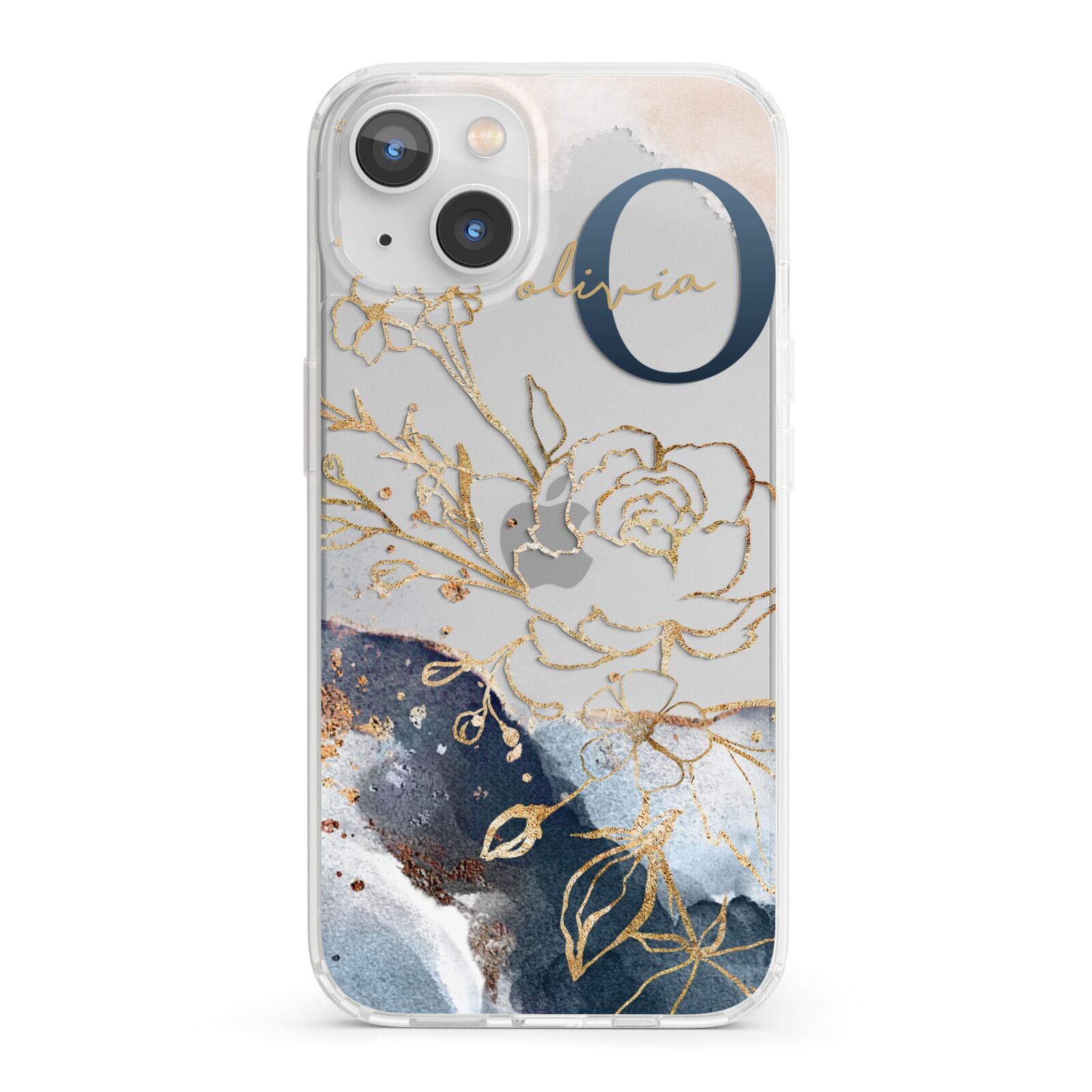 Watercolour Monogram iPhone 13 Clear Bumper Case