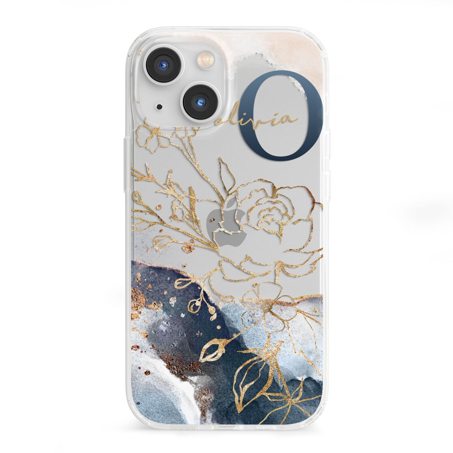 Watercolour Monogram iPhone 13 Mini Clear Bumper Case