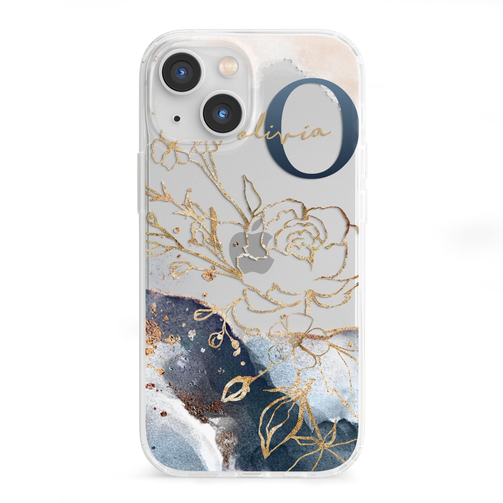 Watercolour Monogram iPhone 13 Mini Clear Bumper Case