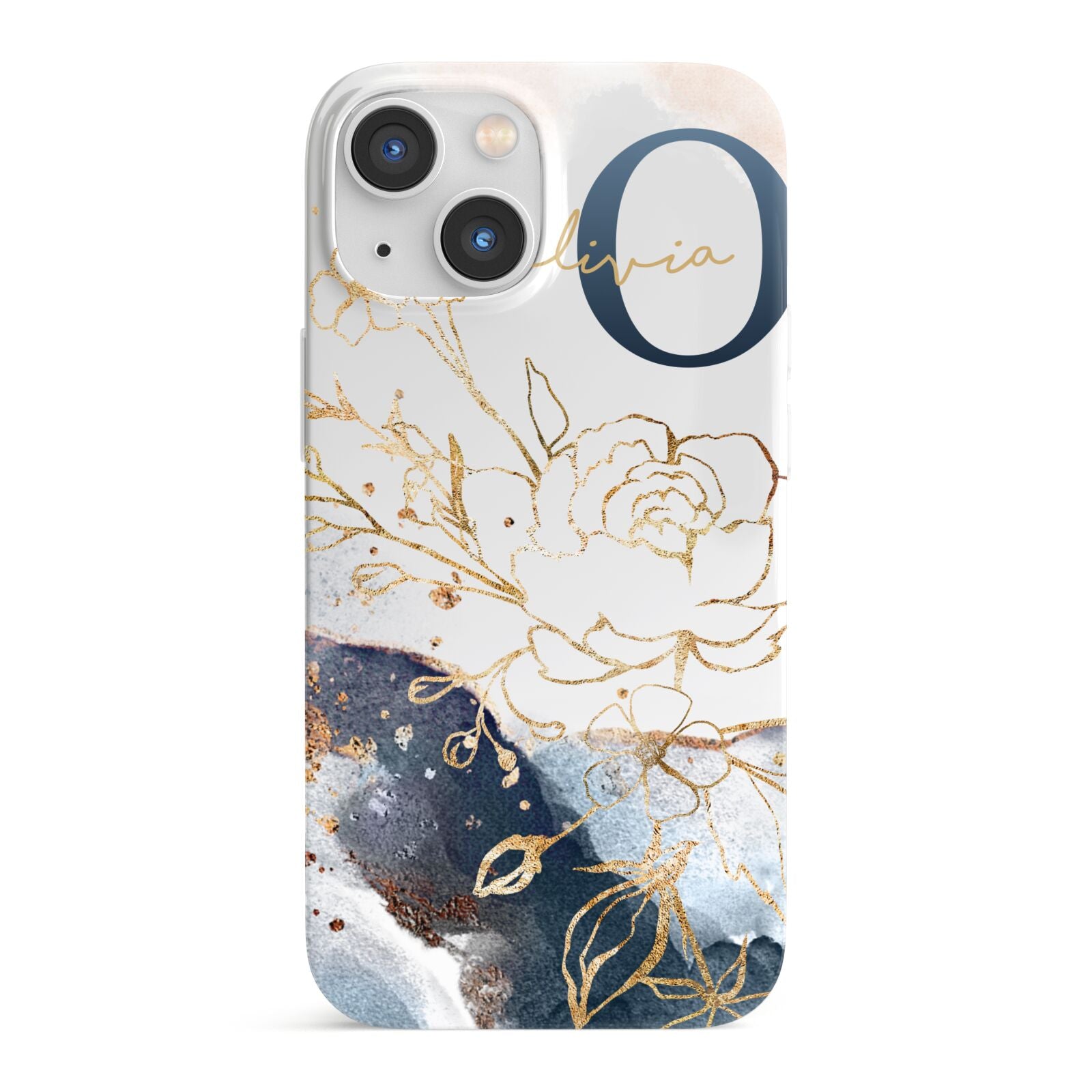 Watercolour Monogram iPhone 13 Mini Full Wrap 3D Snap Case