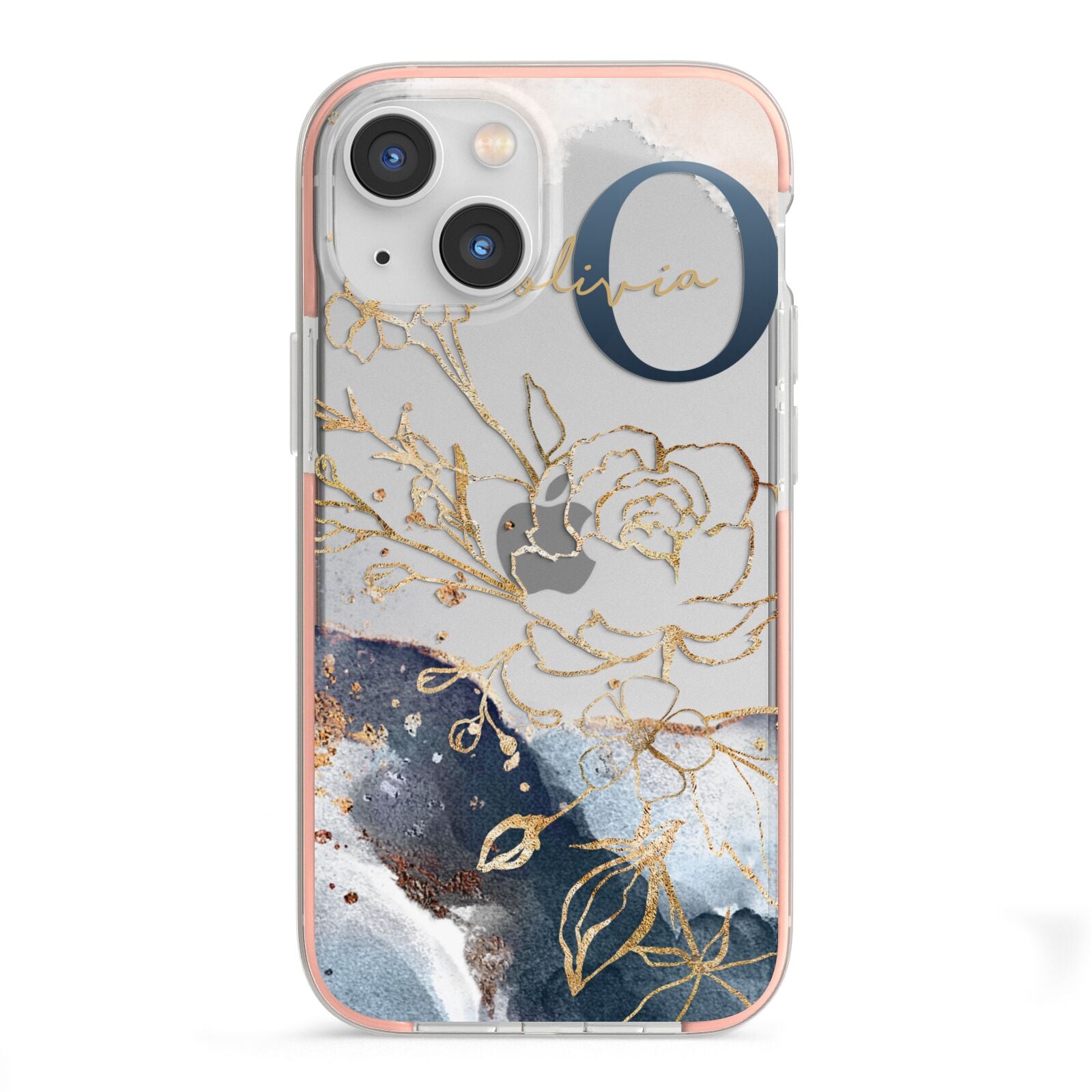 Watercolour Monogram iPhone 13 Mini TPU Impact Case with Pink Edges