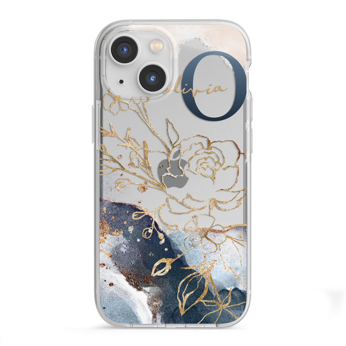 Watercolour Monogram iPhone 13 Mini TPU Impact Case with White Edges