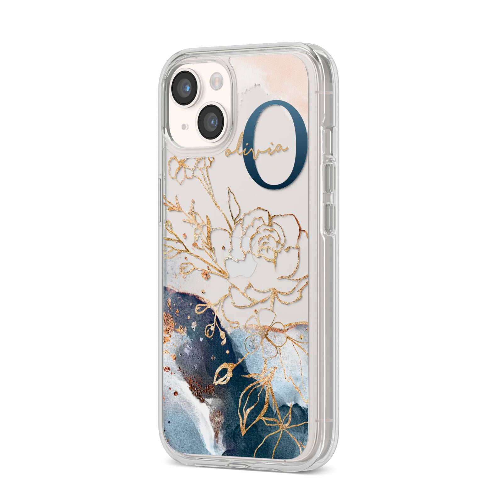 Watercolour Monogram iPhone 14 Clear Tough Case Starlight Angled Image