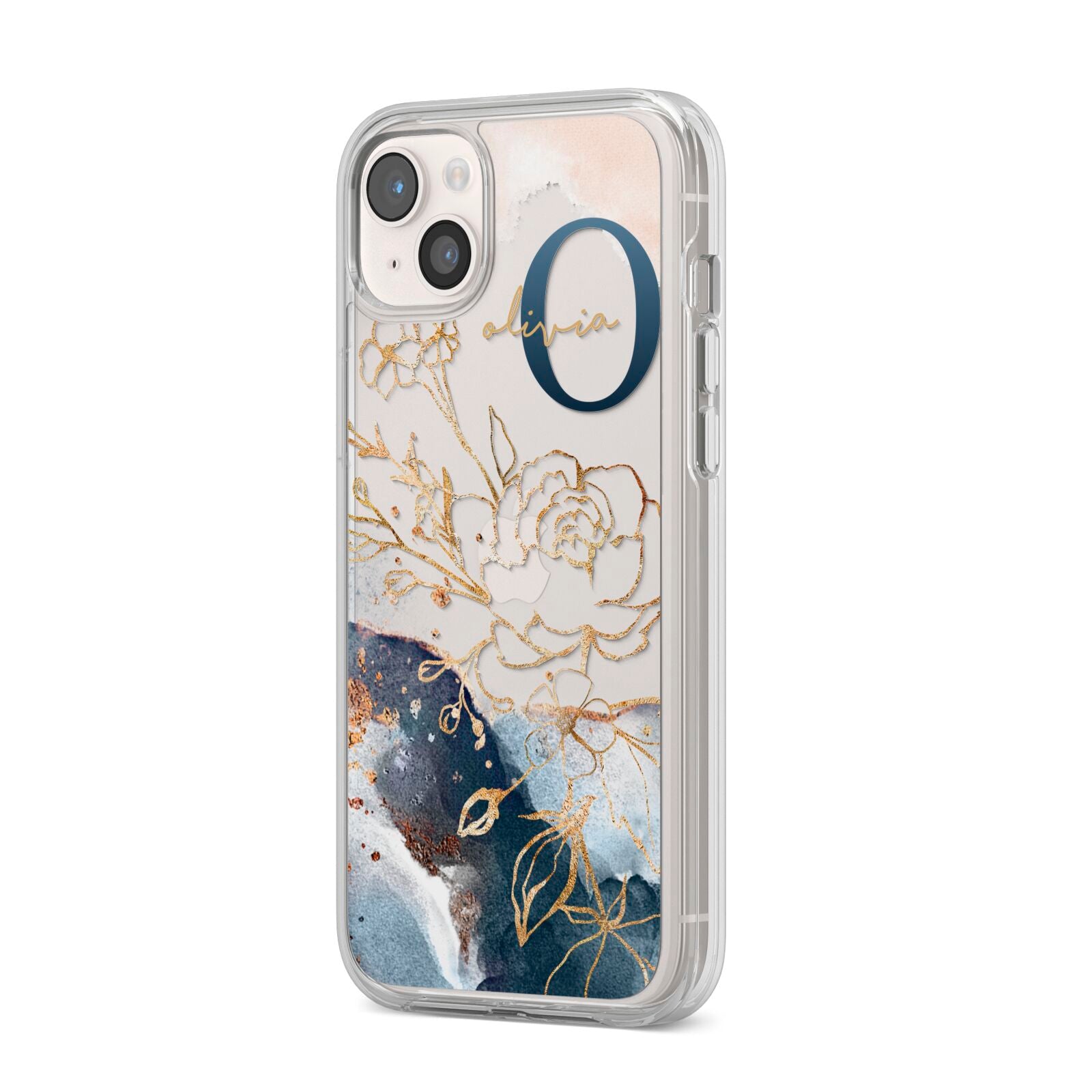 Watercolour Monogram iPhone 14 Plus Clear Tough Case Starlight Angled Image