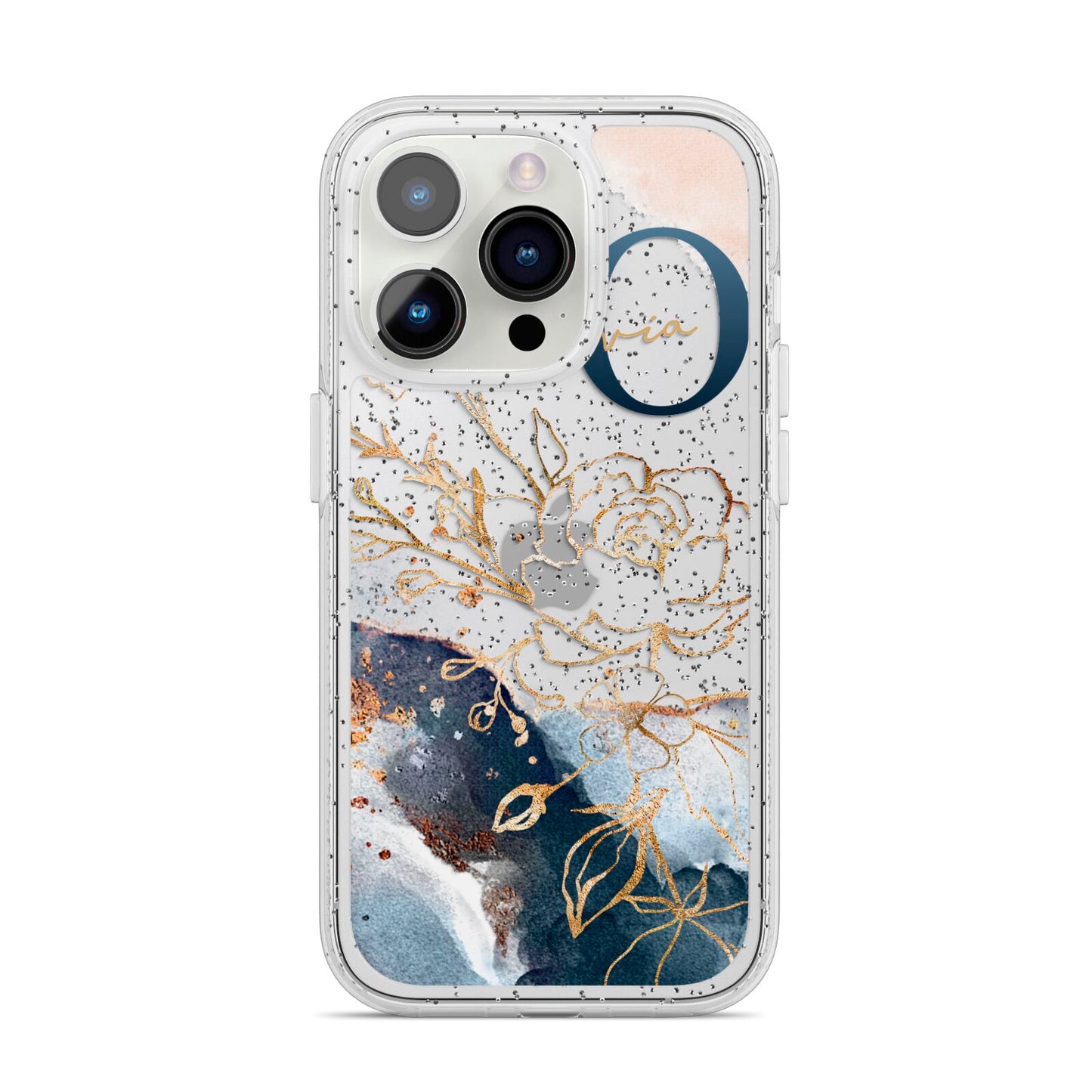 Watercolour Monogram iPhone 14 Pro Glitter Tough Case Silver