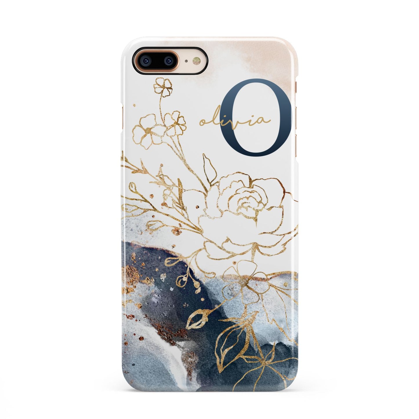 Watercolour Monogram iPhone 8 Plus 3D Snap Case on Gold Phone