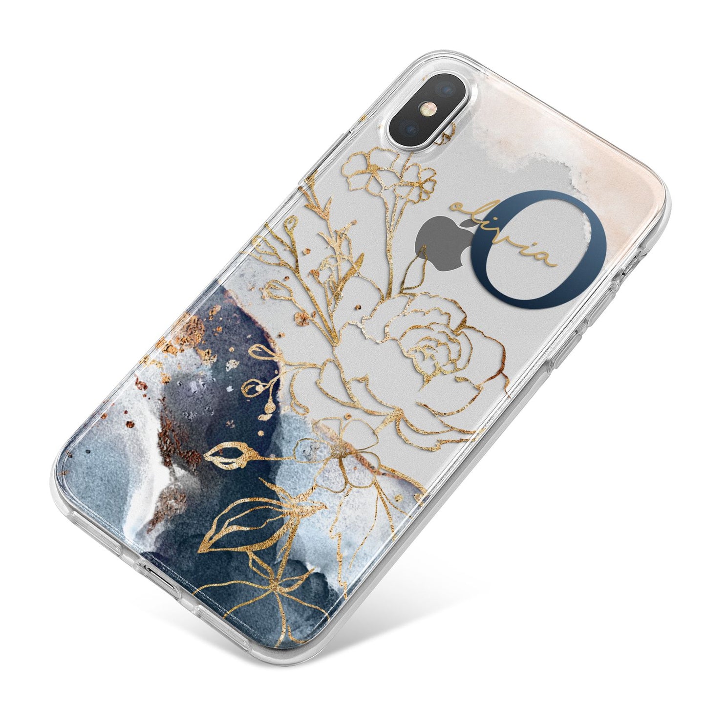 Watercolour Monogram iPhone X Bumper Case on Silver iPhone