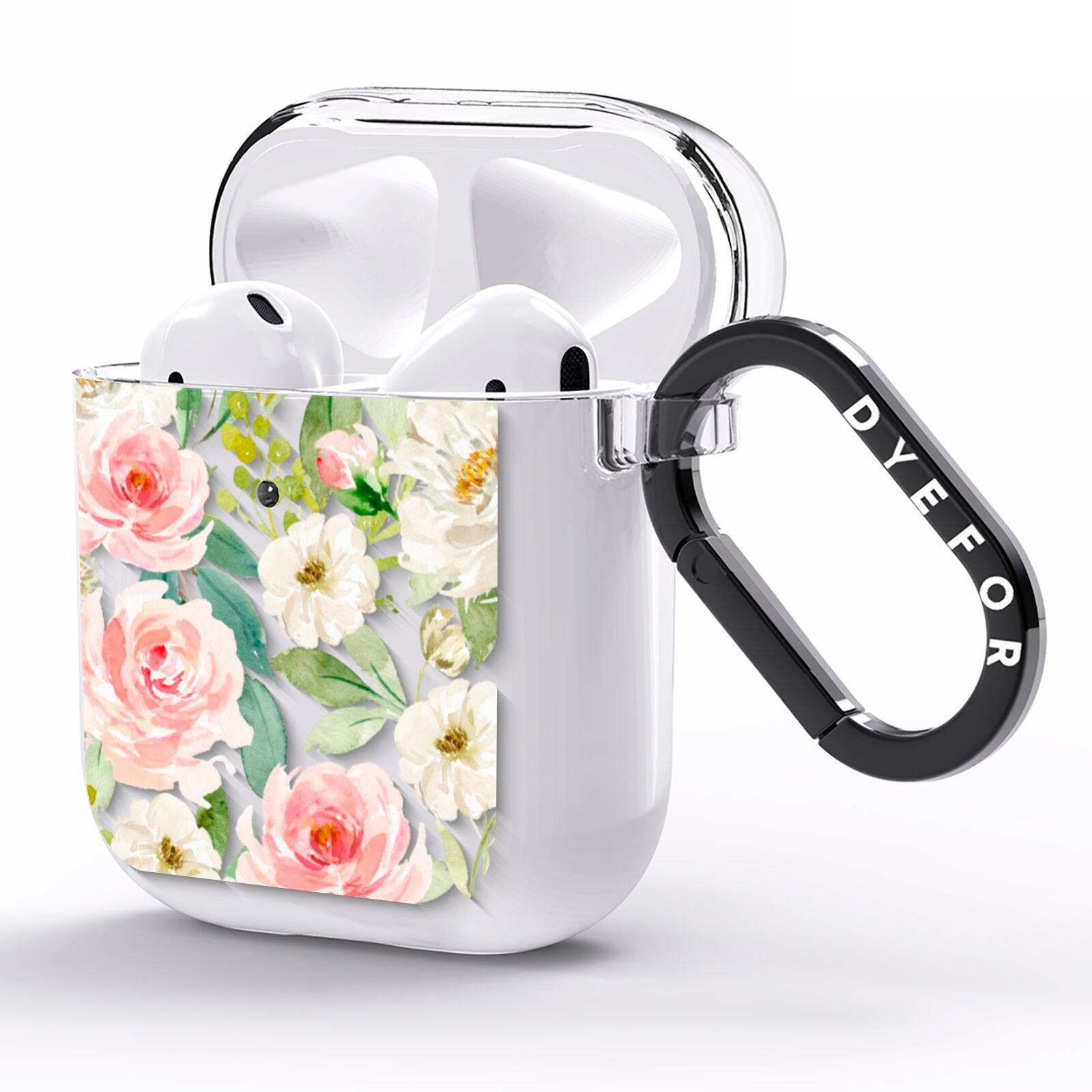 Watercolour Peonies Roses and Foliage AirPods Clear Case Side Image