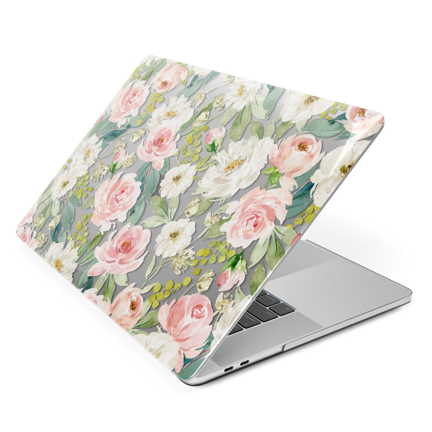 Watercolour Peonies Roses and Foliage Apple MacBook Case Side View