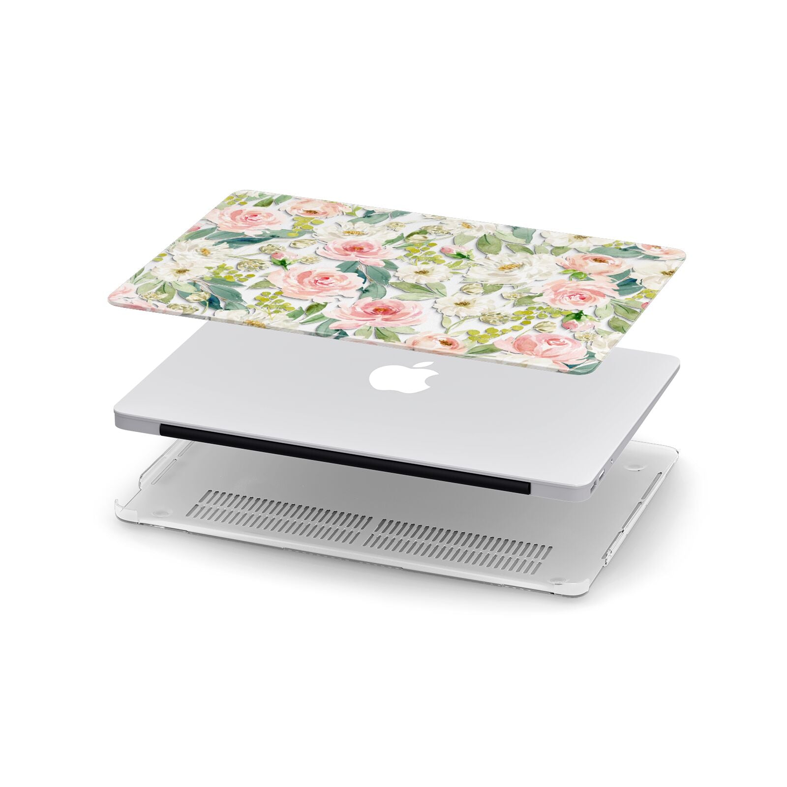 Watercolour Peonies Roses and Foliage Apple MacBook Case in Detail