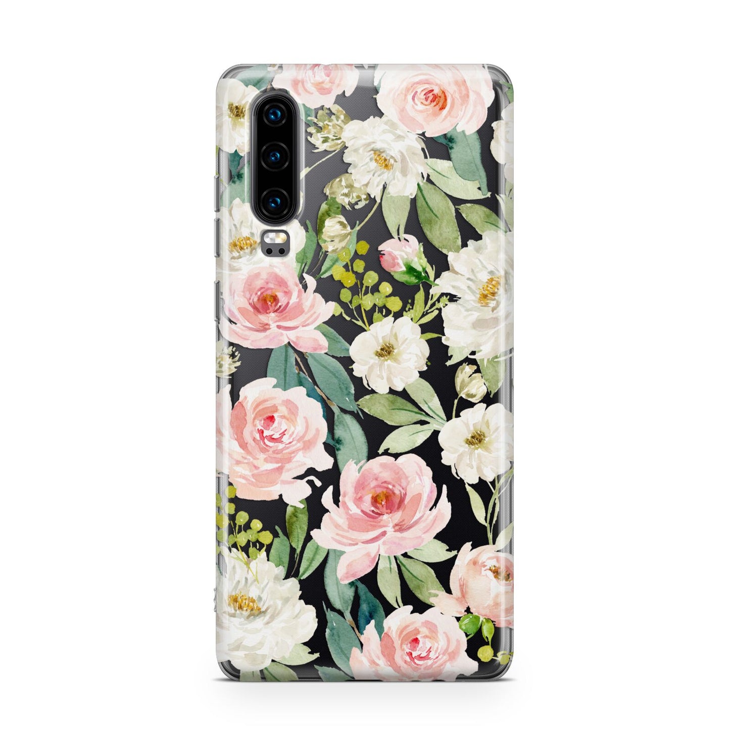 Watercolour Peonies Roses and Foliage Huawei P30 Phone Case