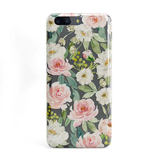 Watercolour Peonies Roses and Foliage OnePlus Case