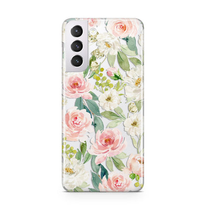 Watercolour Peonies Roses and Foliage Samsung S21 Case