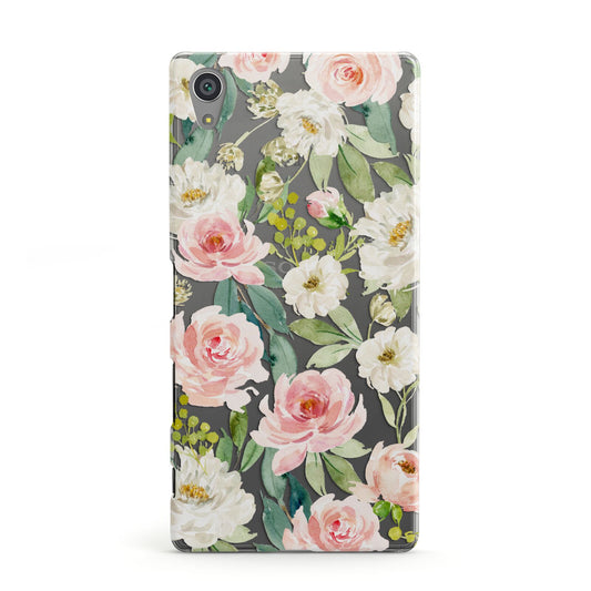 Watercolour Peonies Roses and Foliage Sony Xperia Case