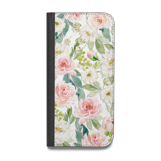 Watercolour Peonies Roses and Foliage Vegan Leather Flip iPhone Case