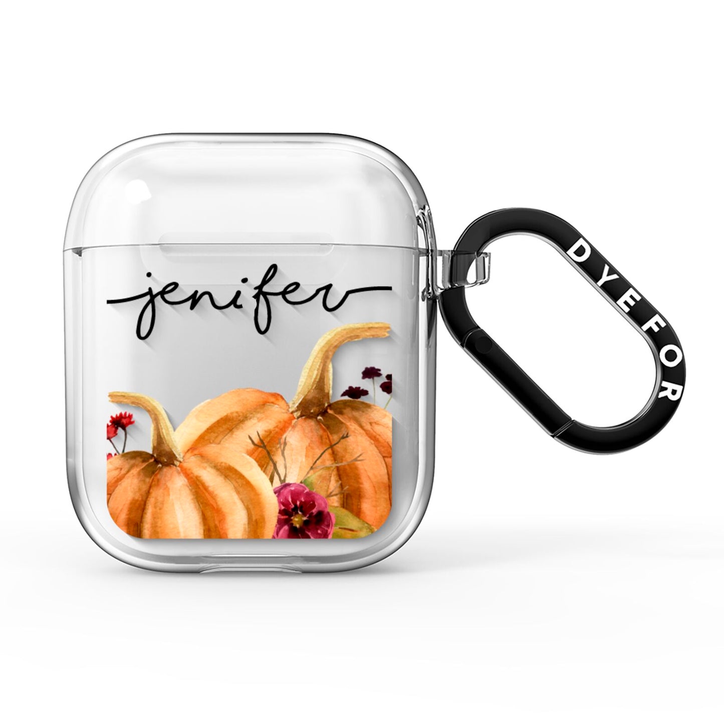 Watercolour Pumpkins with Black Horizontal Text AirPods Clear Case