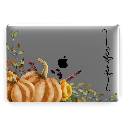 Watercolour Pumpkins with Black Horizontal Text Apple MacBook Case