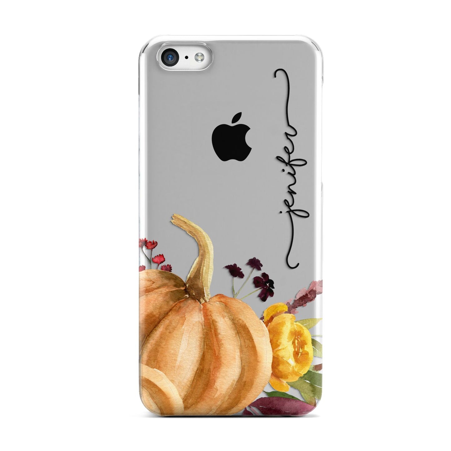 Watercolour Pumpkins with Black Vertical Text Apple iPhone 5c Case