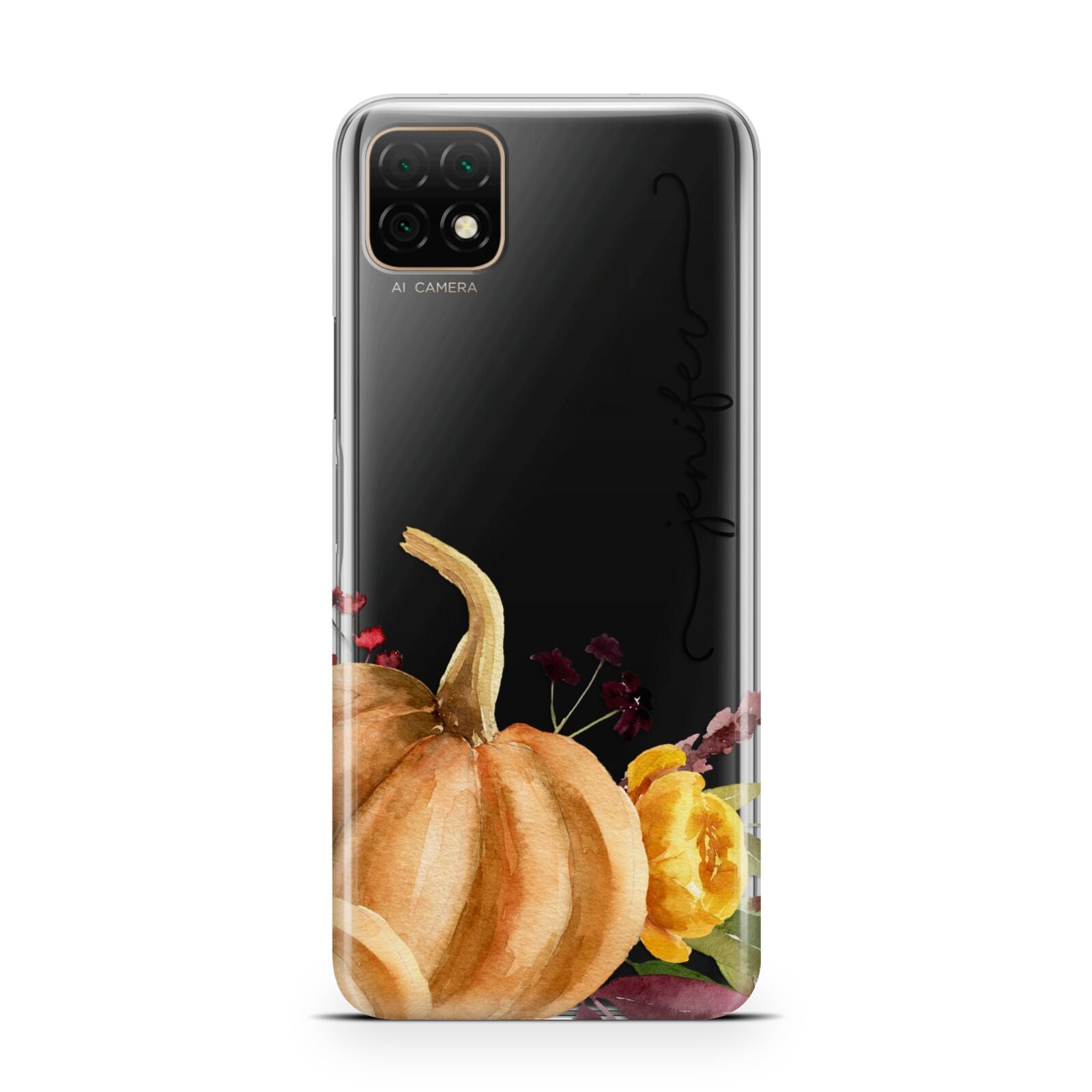 Watercolour Pumpkins with Black Vertical Text Huawei Enjoy 20 Phone Case