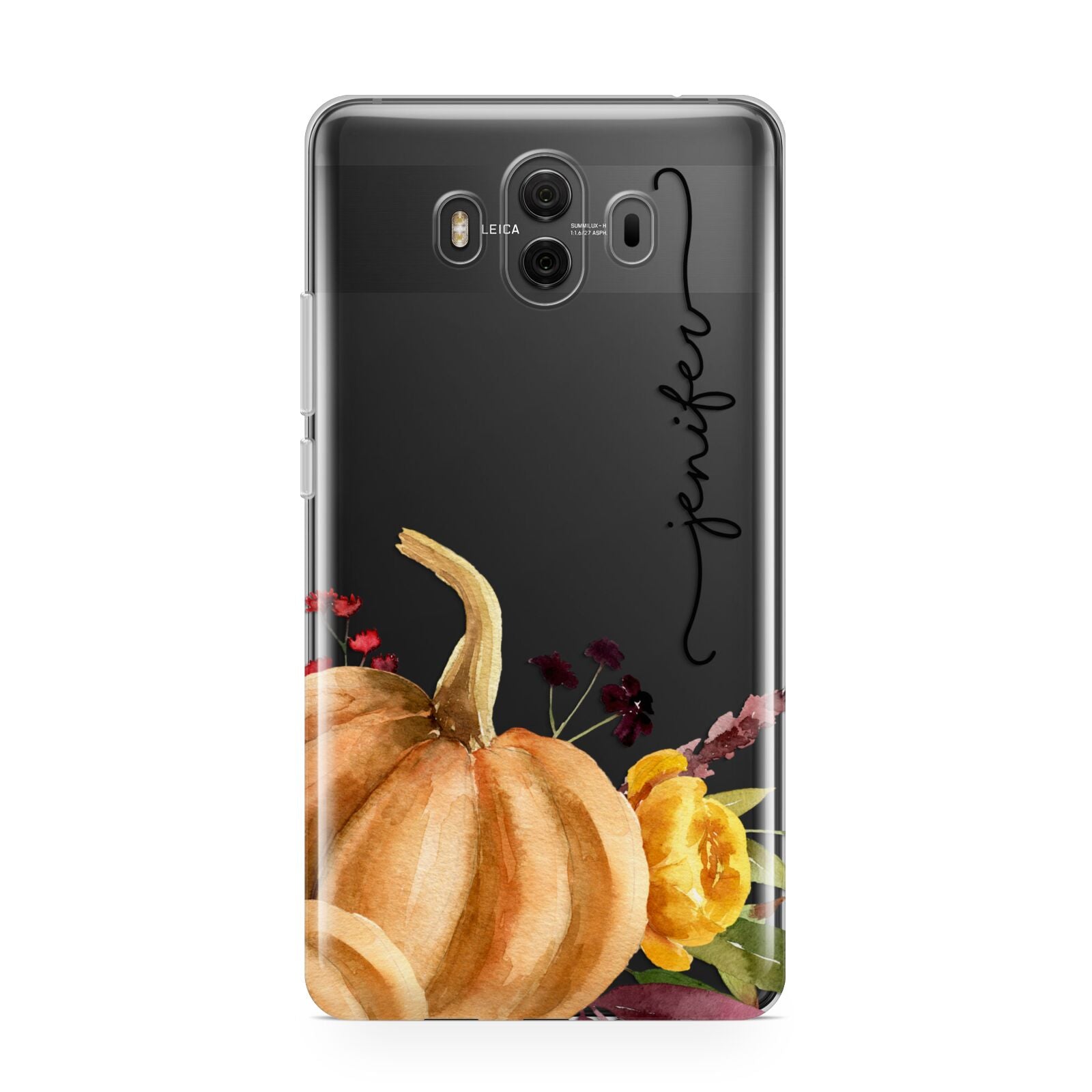 Watercolour Pumpkins with Black Vertical Text Huawei Mate 10 Protective Phone Case