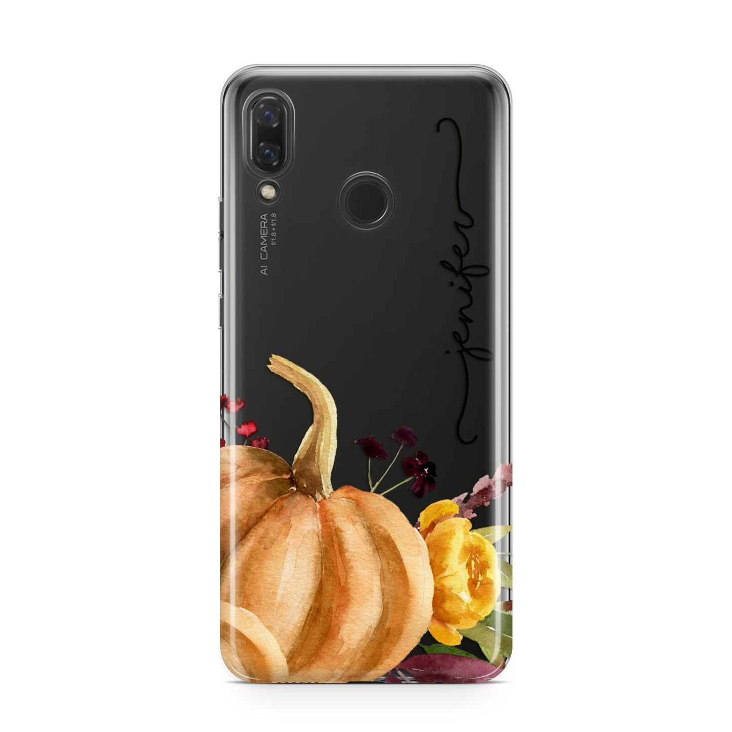 Watercolour Pumpkins with Black Vertical Text Huawei Nova 3 Phone Case