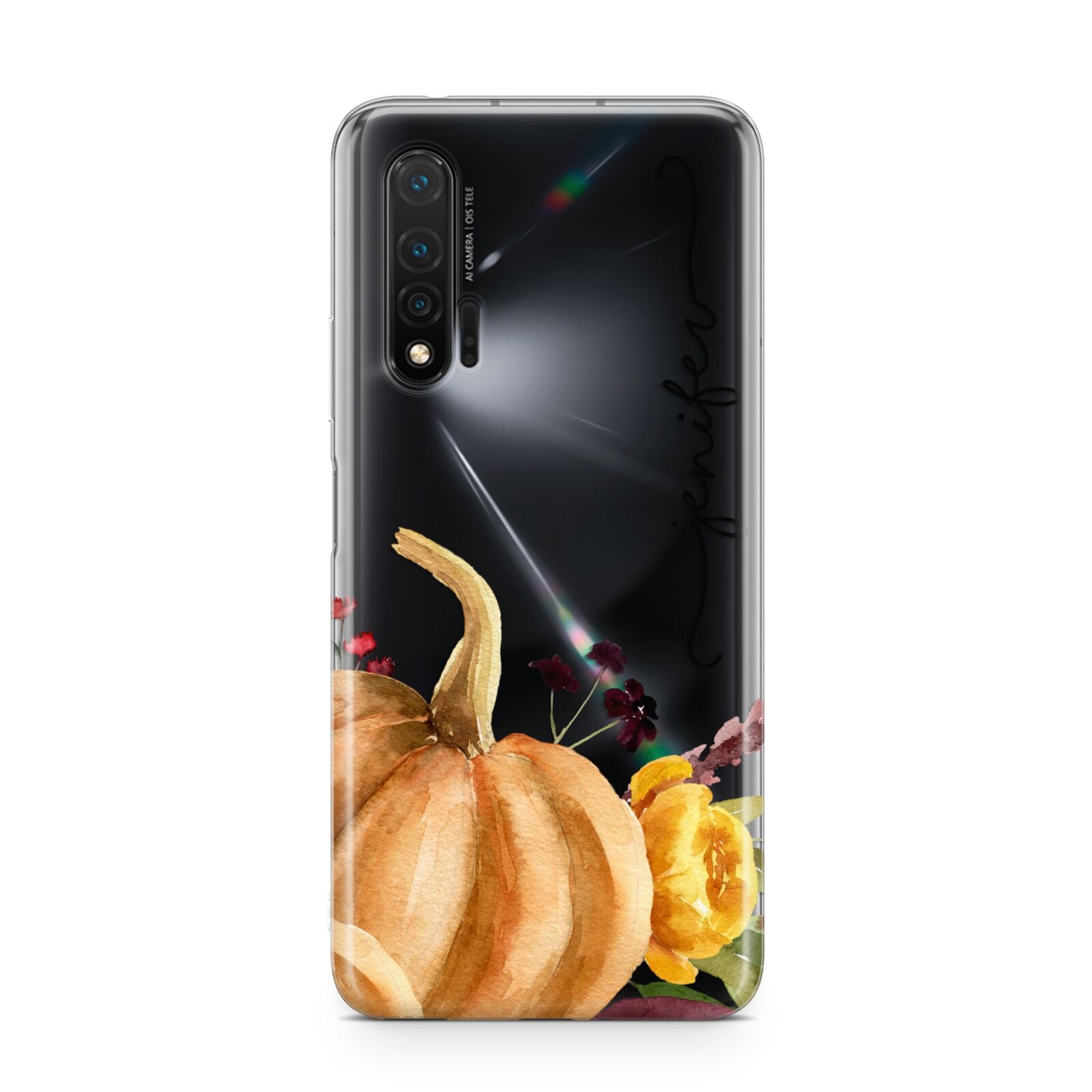 Watercolour Pumpkins with Black Vertical Text Huawei Nova 6 Phone Case