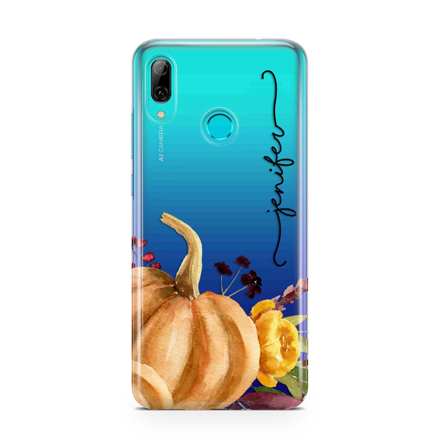 Watercolour Pumpkins with Black Vertical Text Huawei P Smart 2019 Case