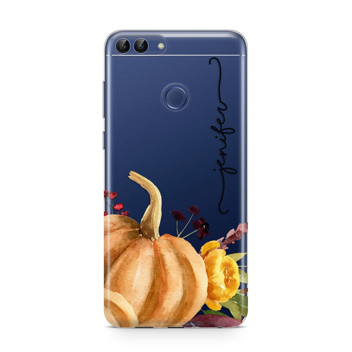 Watercolour Pumpkins with Black Vertical Text Huawei P Smart Case