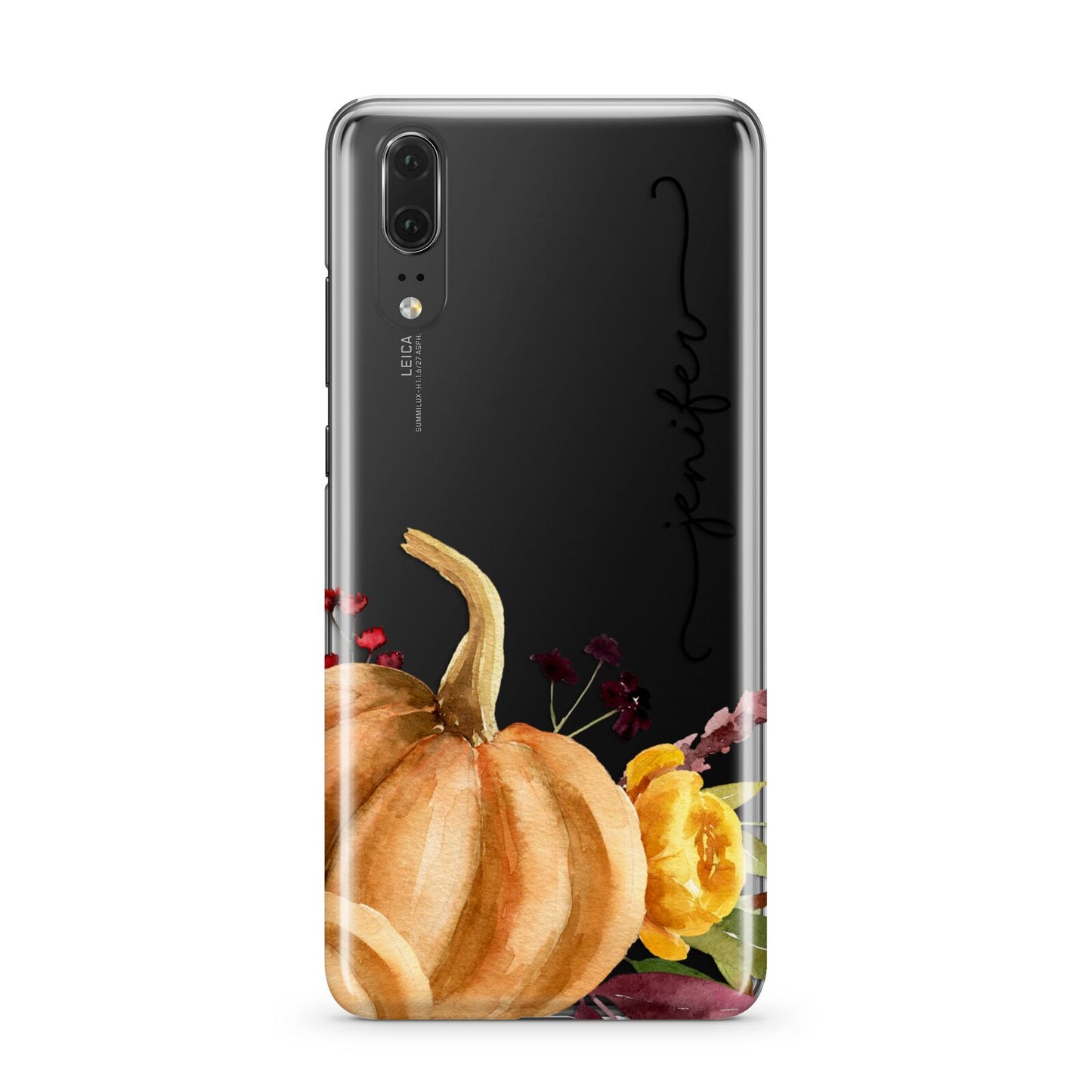 Watercolour Pumpkins with Black Vertical Text Huawei P20 Phone Case