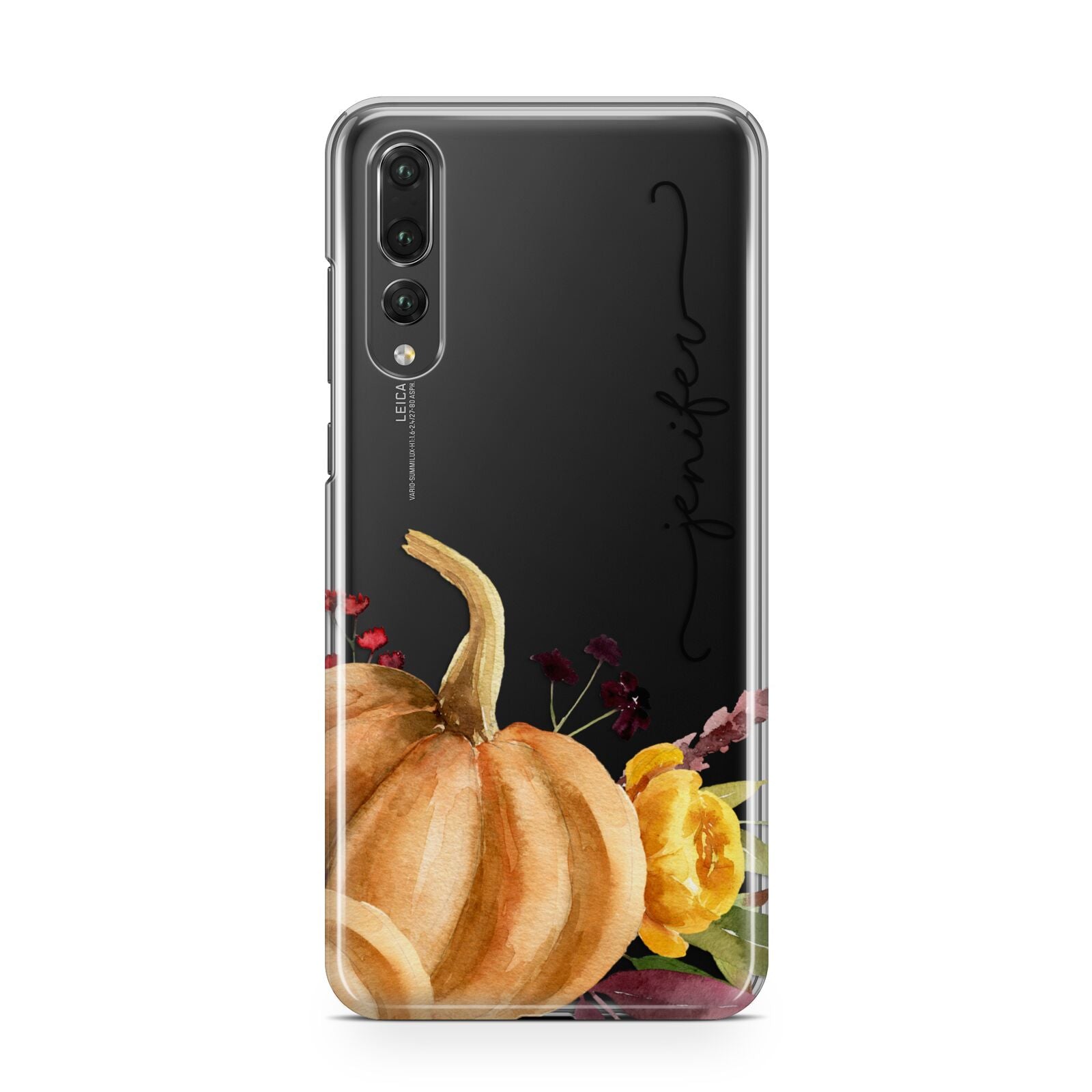 Watercolour Pumpkins with Black Vertical Text Huawei P20 Pro Phone Case